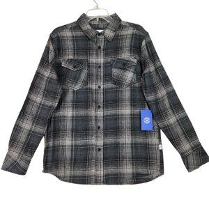 Hurley Mens Paradise City Flannel Button Up Shirt Size S Green Gray Plaid LS NWT